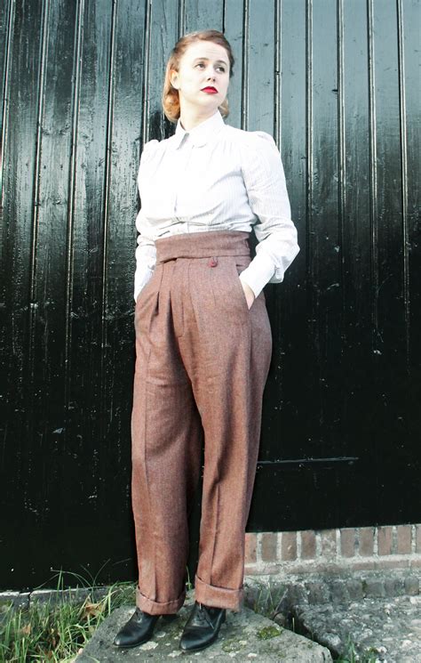 1930s trousers|high waisted vintage style trousers.